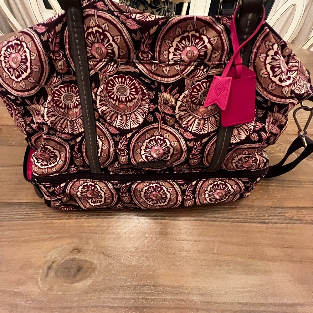 Vera Bradley Purple and Pink Travel Bag with Floral Pattern